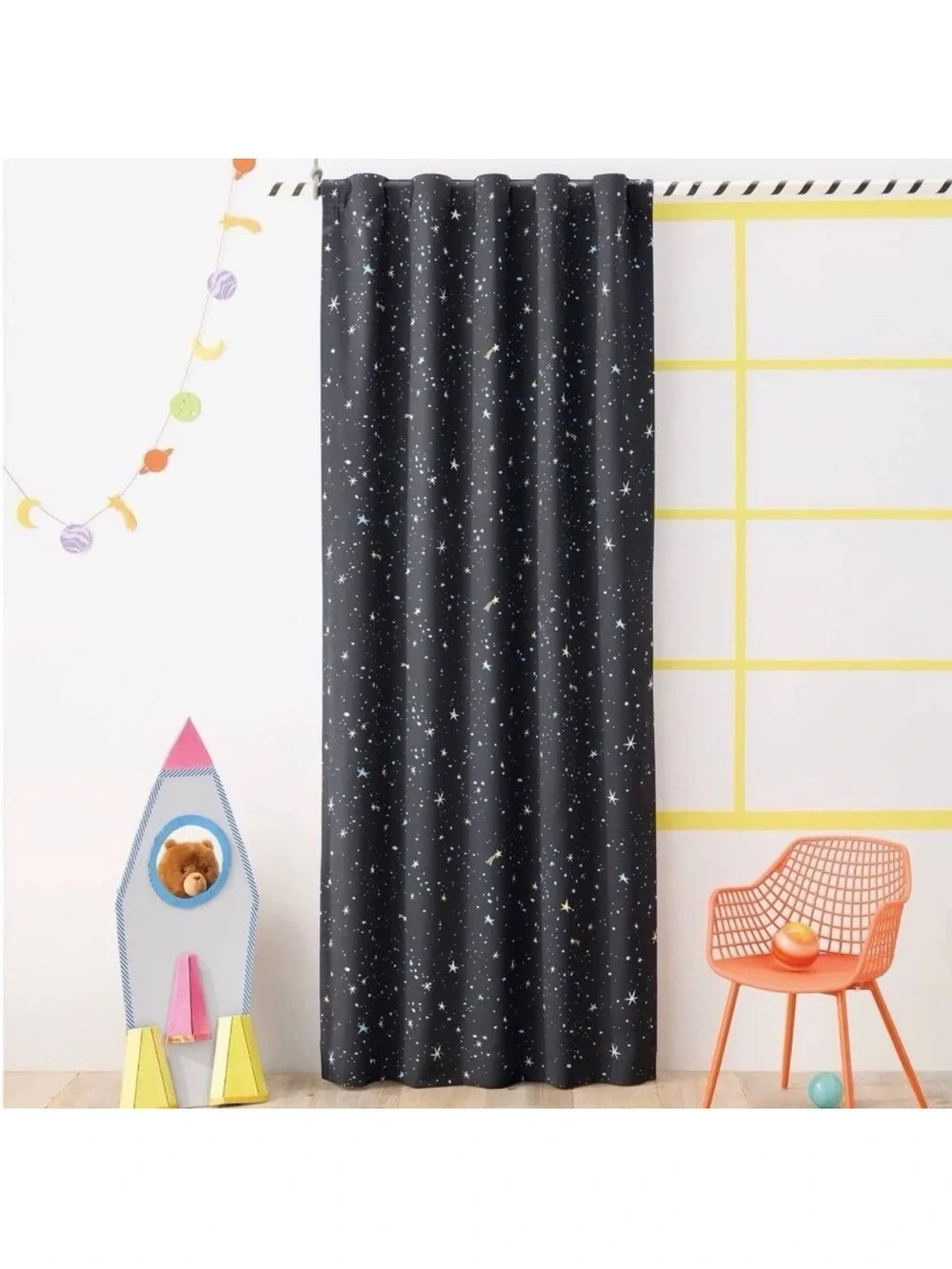 **Set of 2** Pillowfort 42x84 Blackout Curtain Panel Space Stars Kids Room NEW